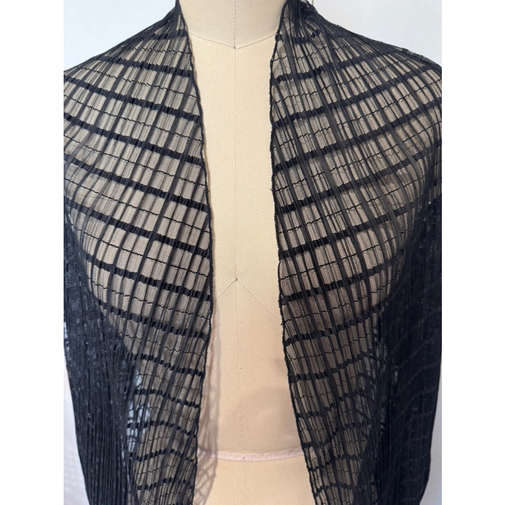 Women's Elana Kattan open front sheer lace mesh topper Cardigan, M, Black EUC